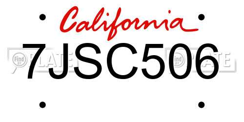 7JSC506 California License Plate