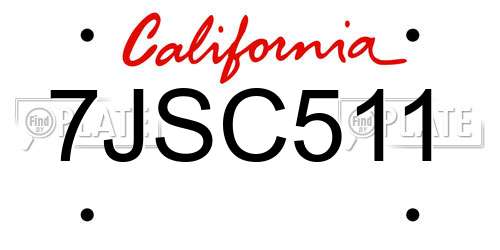 7JSC511 California License Plate