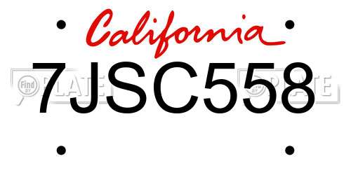 7JSC558 California License Plate
