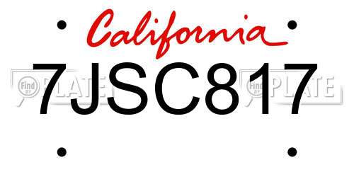 7JSC817 California License Plate
