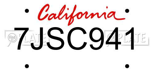 7JSC941 California License Plate