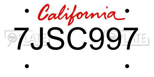 7JSC997 California License Plate