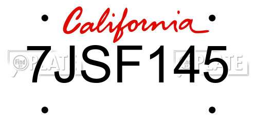 7JSF145 California License Plate