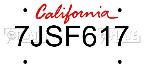 7JSF617 California License Plate