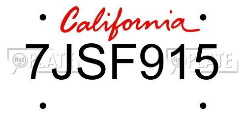 7JSF915 California License Plate