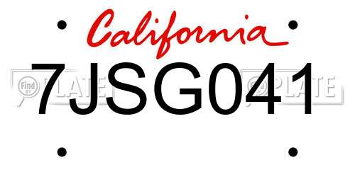 7JSG041 California License Plate