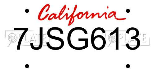 7JSG613 California License Plate