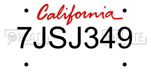 7JSJ349 California License Plate