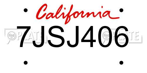 7JSJ406 California License Plate
