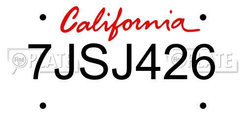 7JSJ426 California License Plate