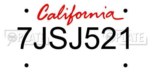 7JSJ521 California License Plate
