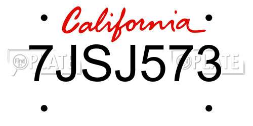7JSJ573 California License Plate