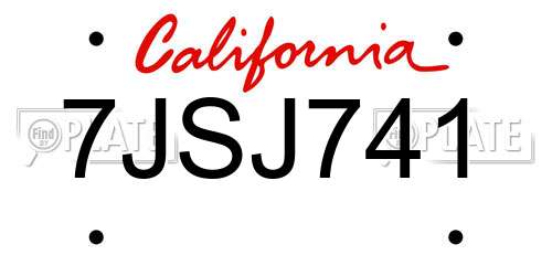 7JSJ741 California License Plate