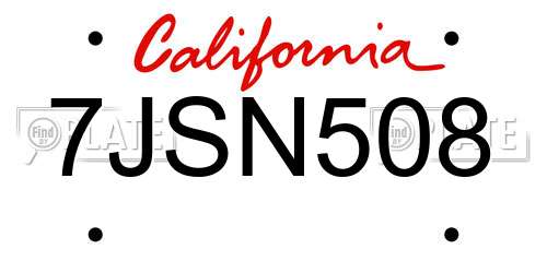 7JSN508 California License Plate