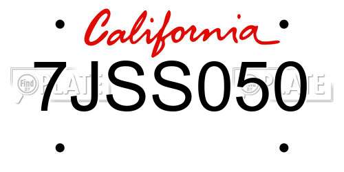 7JSS050 California License Plate