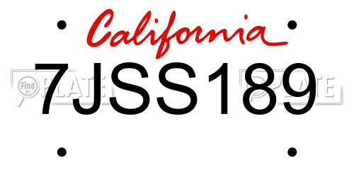 7JSS189 California License Plate