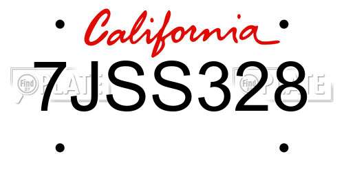 7JSS328 California License Plate