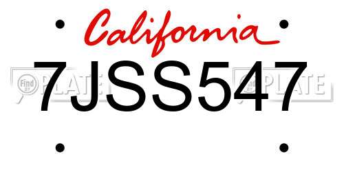 7JSS547 California License Plate