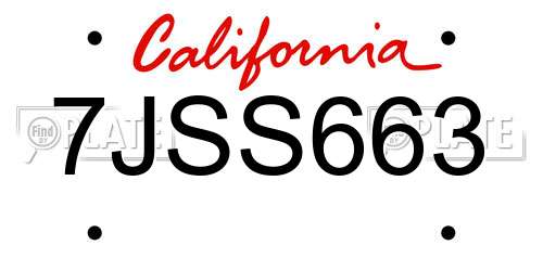 7JSS663 California License Plate