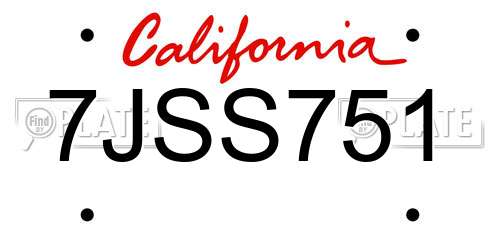 7JSS751 California License Plate