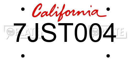 7JST004 California License Plate