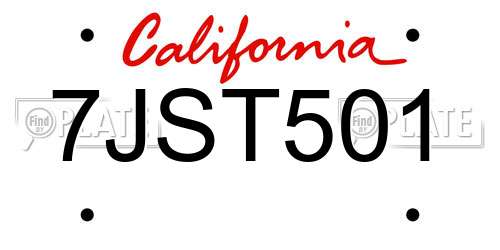 7JST501 California License Plate