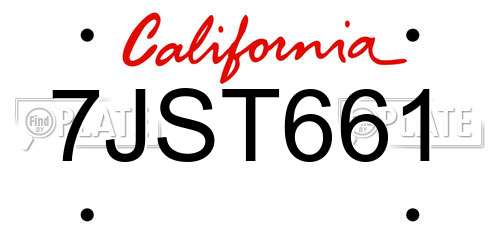 7JST661 California License Plate
