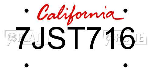 7JST716 California License Plate