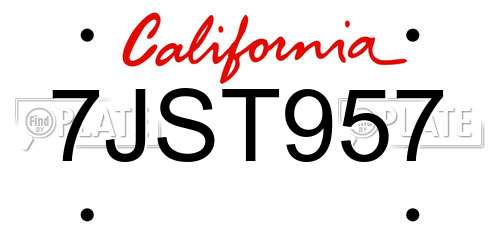 7JST957 California License Plate