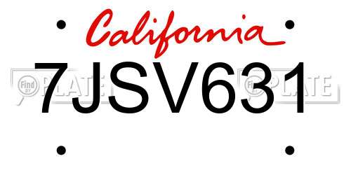 7JSV631 California License Plate