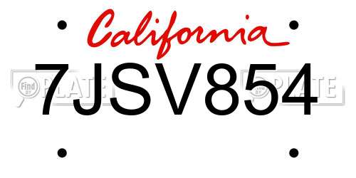 7JSV854 California License Plate