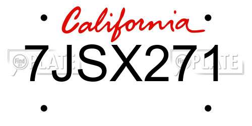 7JSX271 California License Plate