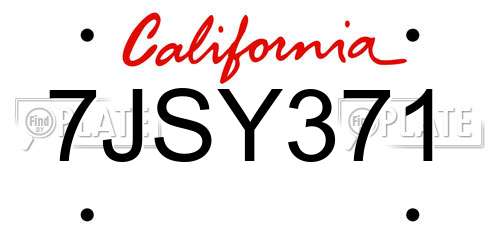 7JSY371 California License Plate