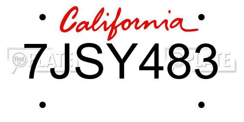 7JSY483 California License Plate
