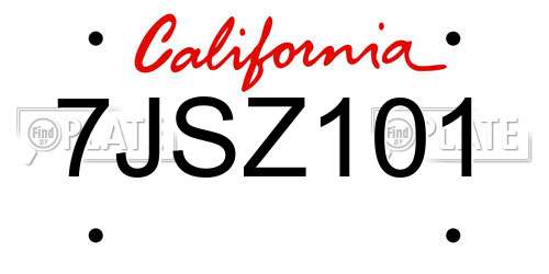 7JSZ101 California License Plate