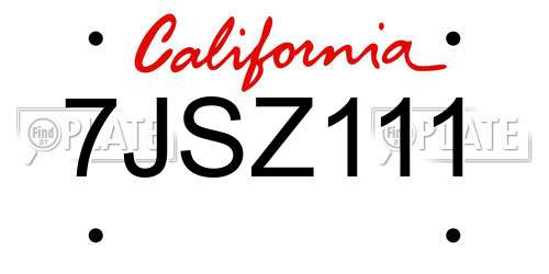 7JSZ111 California License Plate