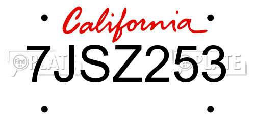 7JSZ253 California License Plate