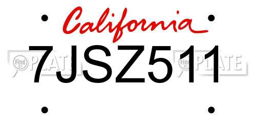 7JSZ511 California License Plate