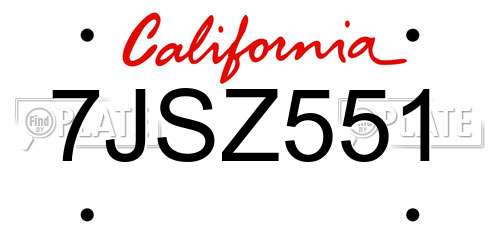 7JSZ551 California License Plate