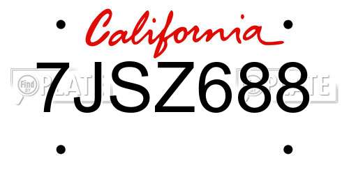 7JSZ688 California License Plate
