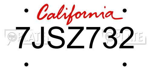 7JSZ732 California License Plate