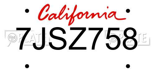 7JSZ758 California License Plate