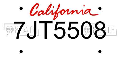 7JT5508 California License Plate
