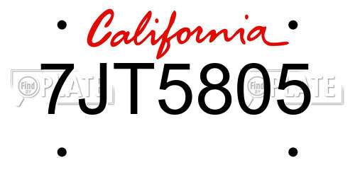 7JT5805 California License Plate