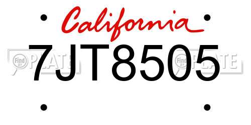 7JT8505 California License Plate