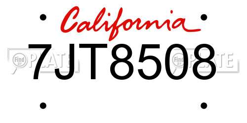 7JT8508 California License Plate