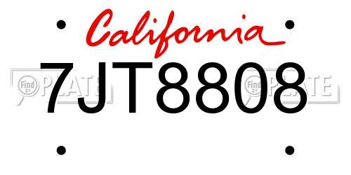 7JT8808 California License Plate