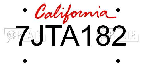 7JTA182 California License Plate