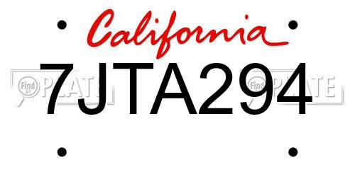 7JTA294 California License Plate