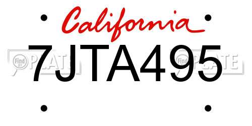7JTA495 California License Plate
